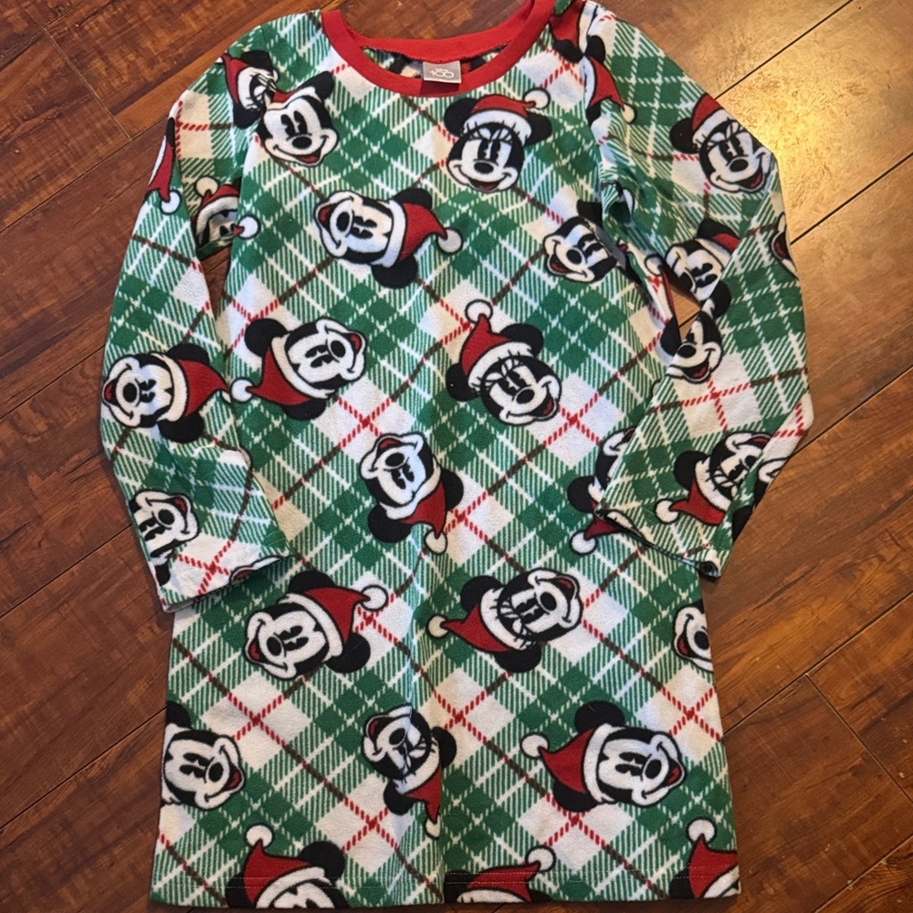 Disney Kids Nightgown - Green and Red Mickey Mouse Pattern